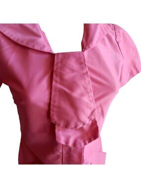 True Vintage Beautician Blouse Small Pink 1960's Acetate Mod Stewardess Tunic